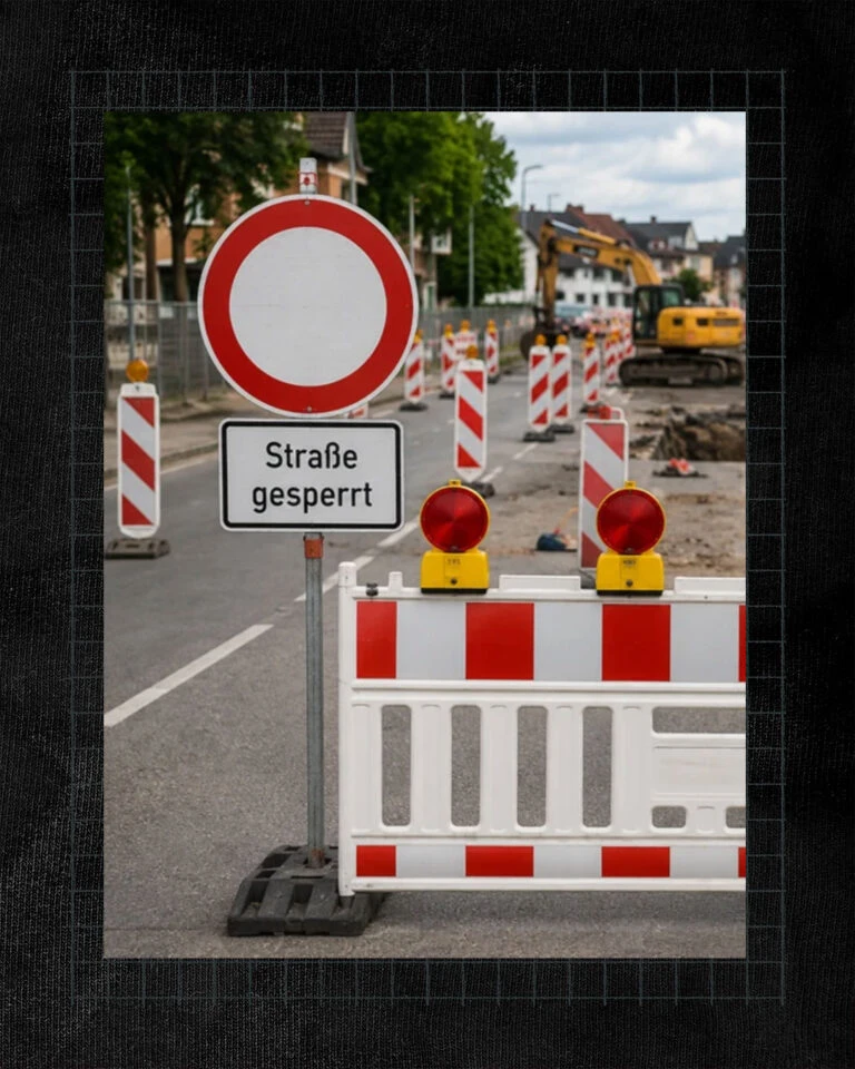 gesperrte Straße in Glauchau
