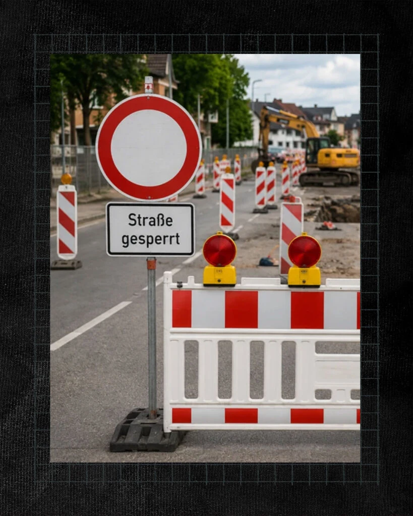 gesperrte Straße in Glauchau
